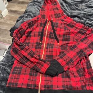 Victoria's Secret Red and Black Plaid Hoodie